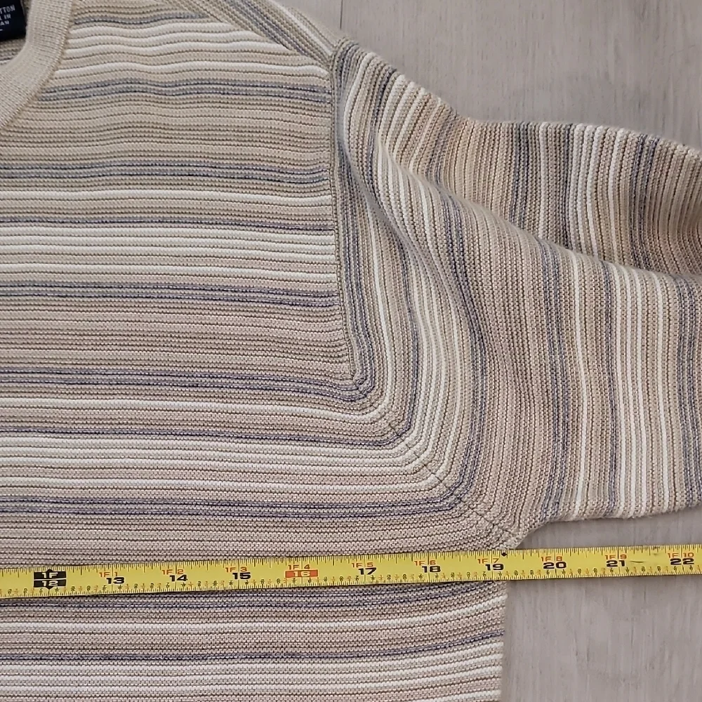Y2K IZOD Men Chunky Knit Sweater Size L Crewneck Old Money Academia Grandpa Tan